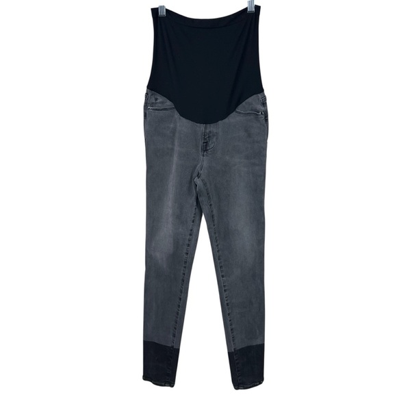 Frame Denim Burton Blvd Gray Maternity Skinny Jeans Stretch Panel Black Wash - Picture 2 of 9